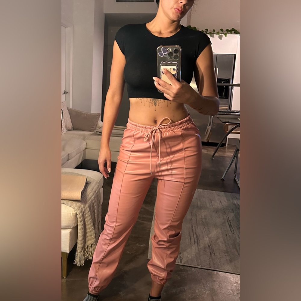 Leather joggers